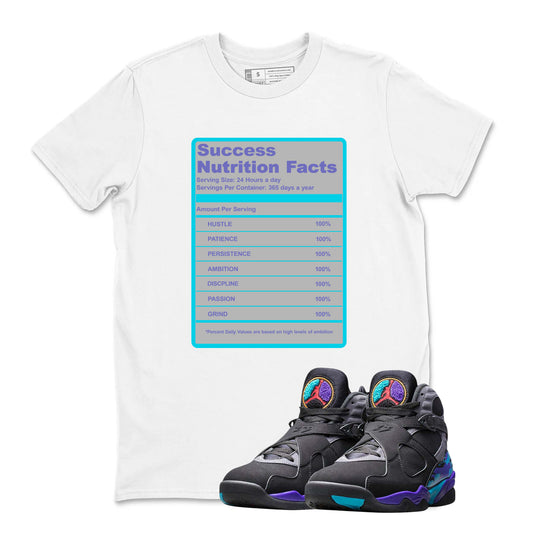 Success Nutrition Facts Shirt to Match Jordan 8 Aqua, Retro 8 Aqua Shirt, Aqua 8s Sneaker Tee